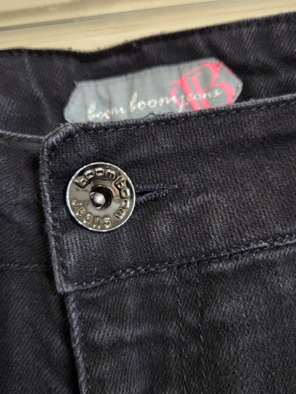 bloom Black Denim Bermuda Shorts with Branded Button - Picture 3 of 6